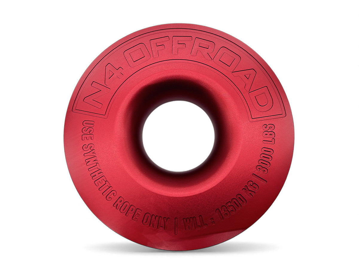 Anneau de treuillage alu 13.5T Ø148mm rouge avec etui N4-Offroad sur Xperts4x4 Accessoires 4x4 Off-Road