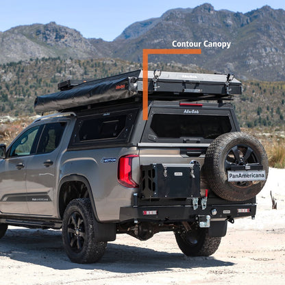 Hardtop Alu-Cab Contour pour Volkswagen Amarok 2023+ Double Cab, finition en aluminium robuste, monté sur le véhicule.