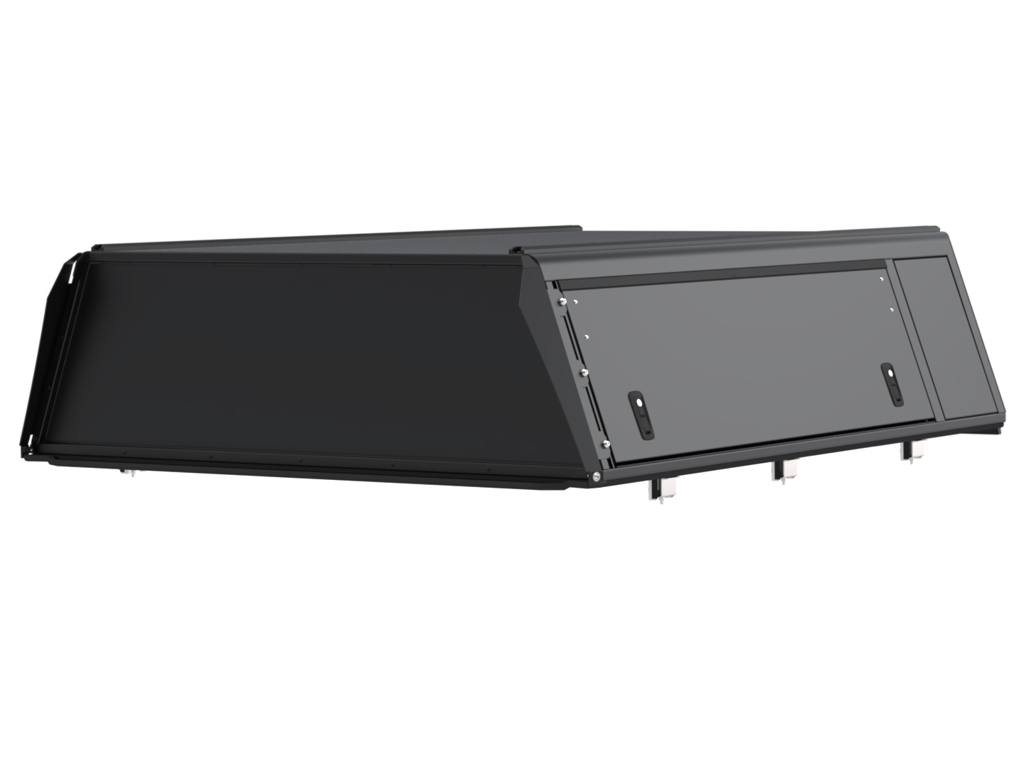 Hardtop Alu-Cab "Guard" pour Toyota Tacoma 2024+, version lisse, en aluminium robuste, adaptée pour camping et transport.