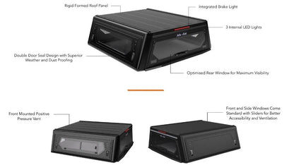 Hardtop en aluminium noir pour Jeep Gladiator JT 2019+ de la marque Alu-Cab Contour, robuste et léger.