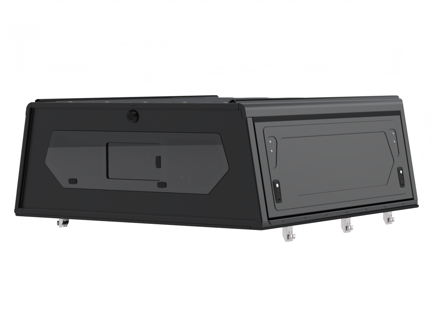 Hardtop Alu-Cab Contour en aluminium noir pour Jeep Gladiator JT 2019+, robuste et résistant.