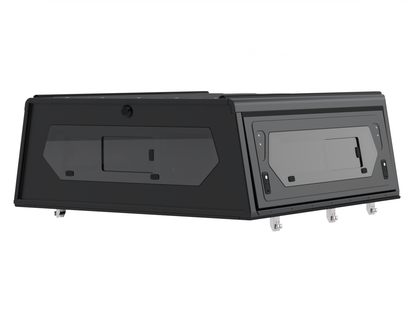 Hardtop Alu-Cab Contour en aluminium noir pour Jeep Gladiator JT 2019+, robuste et élégant, en vue de profil.