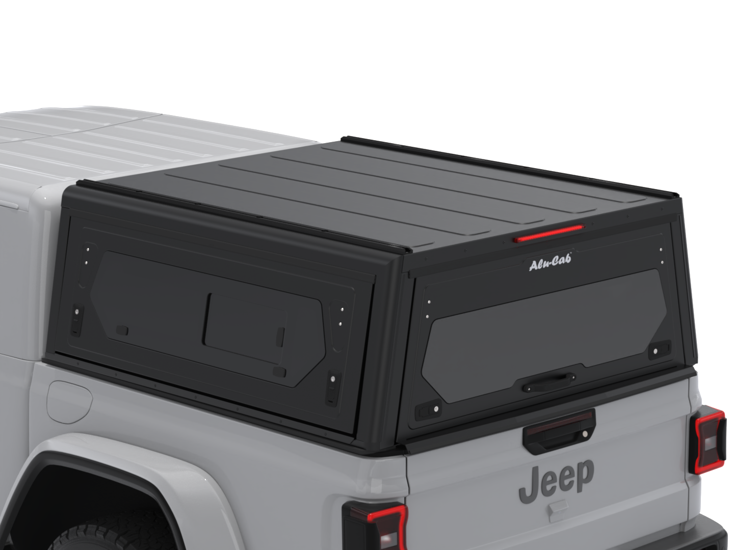 Hardtop en aluminium noir pour Jeep Gladiator JT 2019+ de la marque Alu-Cab, modèle Contour, robuste et élégant.