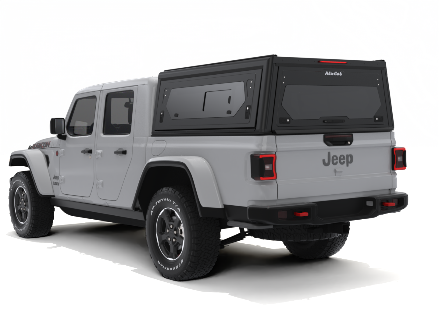Hardtop Alu-Cab Contour en aluminium noir pour Jeep Gladiator JT 2019+, robuste et durable, vue de face.