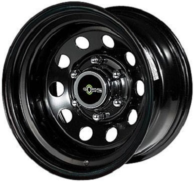 Jante en acier GOSS Modular 15 pouces, noir, pour véhicule, avec design robuste et finition élégante.
