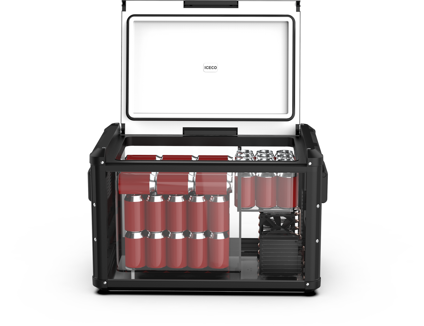 Réfrigérateur congélateur ICECO VL60PROS 60L en vert olive, compact et portable pour camping et activités extérieures.