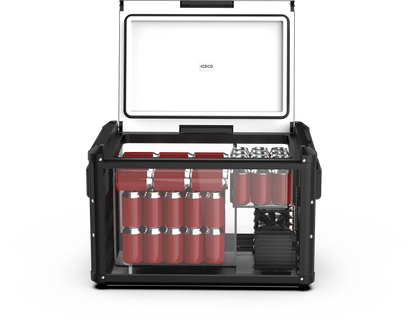 Réfrigérateur congélateur ICECO VL60PROS 60L en vert olive, compact et portable pour camping et activités extérieures.