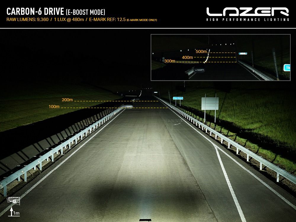 LAZER LAMPS Carbon-6 Conduite Mode Jaune — Phare LED Compact 9360 lm sur Xperts4x4 Accessoires 4x4 Off-Road