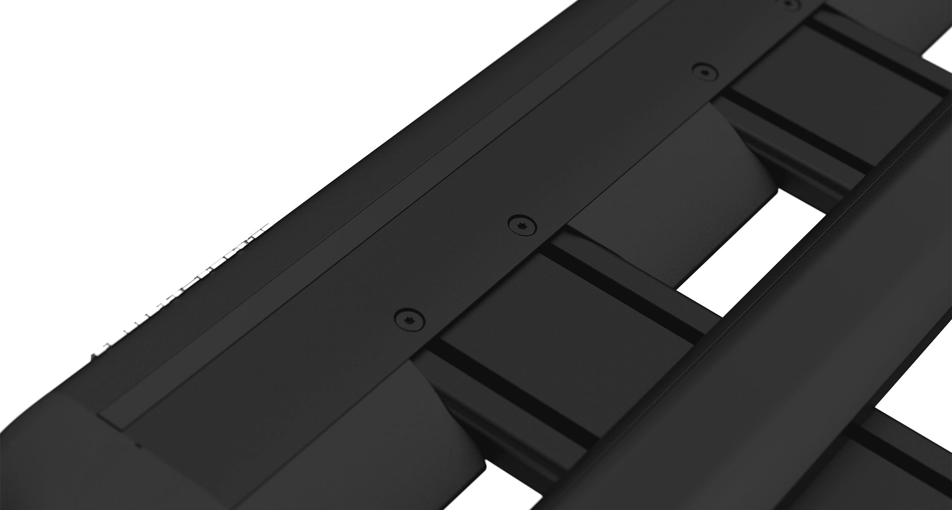 Kit de galerie de toit Rhino-Rack RLT600 pour Jeep Wrangler JK 4 portes, dimensions 1800mm x 1430mm, vue de face.