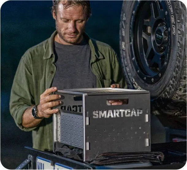 Brasero barbecue RSI SMARTCAP, feu de camp extérieur avec surface en acier pour cuisiner et rôtir en plein air.