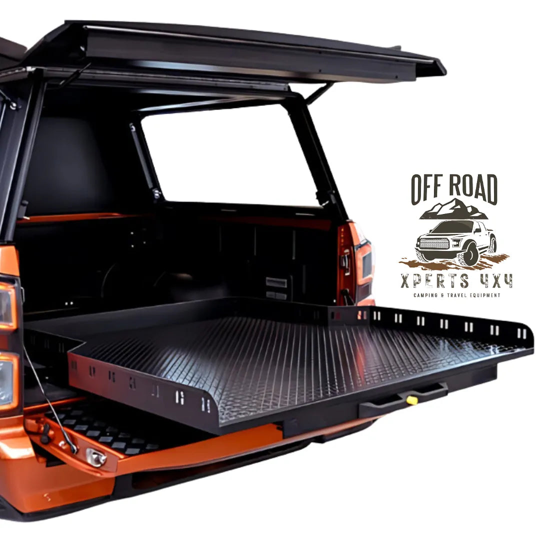 Plateau coulissant RUUUD sans perçage pour Ford Ranger/Raptor 2023+ Next Gen, installation facile, robuste et pratique.