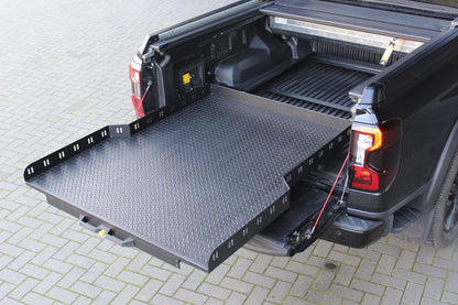 Plateau coulissant RUUUD pour Ford Ranger/Raptor 2023+ Next Gen sans perçage, installation facile, robuste et pratique.