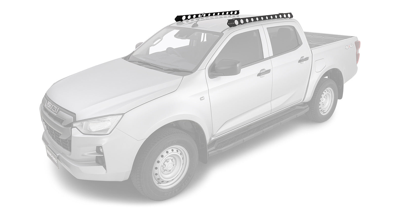 Système de fixation Backbone pour Isuzu D-Max Gen3 et Mazda BT-50 Double Cab, accessoire Rhino-Rack, vue de côté.