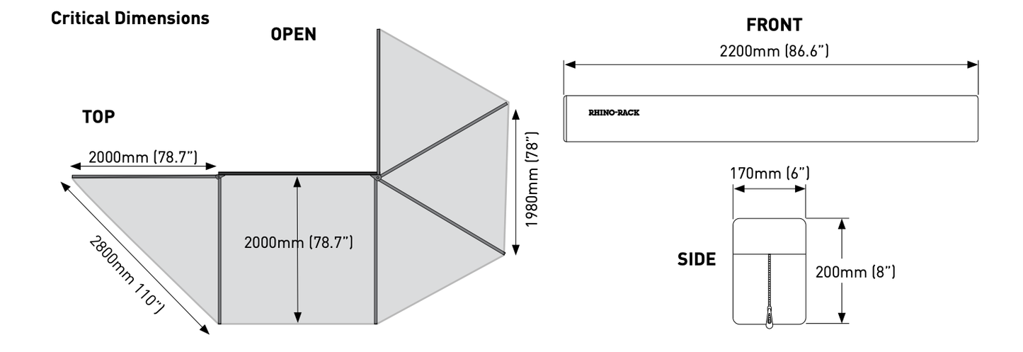 Auvent 270° Rhino-Rack Batwing Autoportant Latéral | Droite sur Xperts4x4 Accessoires 4x4 Off-Road