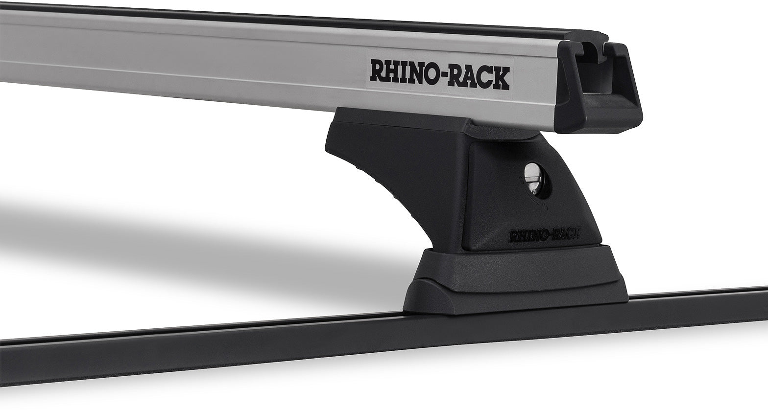 Kit de 2 barres de toit noires RHINO-RACK Heavy Duty 1250mm pour Isuzu D-max TF/R9 1988-2003, fixation Trackmount.