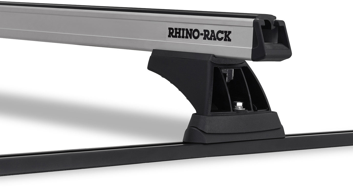 Kit de 2 barres de toit noires RHINO-RACK Heavy Duty 1250mm pour Isuzu D-Max TF/R9 1988-2003, rails robustes pour charges lourdes.