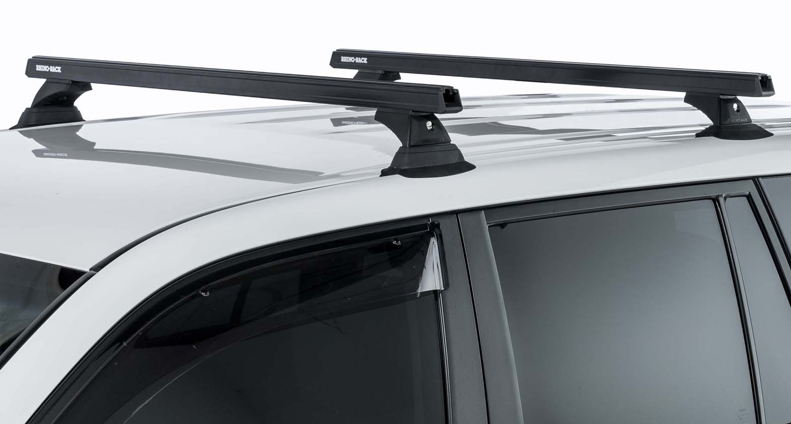 Kit de 2 barres de toit noires RHINO-RACK Heavy Duty pour Nissan X-Trail T31 2007-2014, fixation Trackmount, longueur 1250mm.