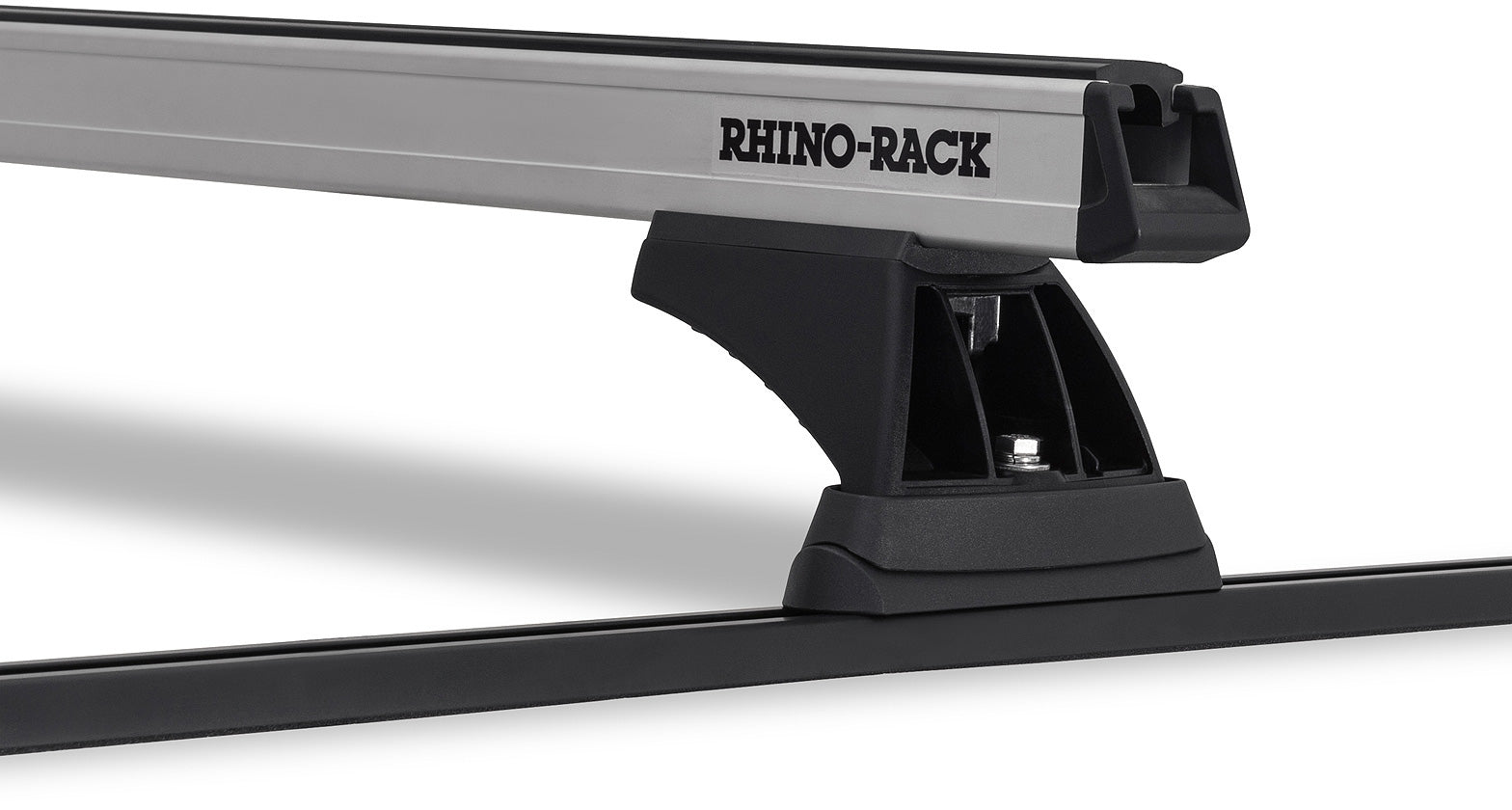 Kit de 2 barres de toit noires RHINO-RACK de 1250mm pour Toyota Land Cruiser Série 90 1996-2003, robuste et facile à monter.