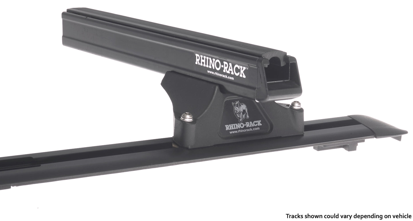 Kit 2 barres de toit noire 1375mm Heavy Duty RLTP Trackmount Nissan Navara D40 2005-2015 - RHINO-RACK sur Xperts4x4 Accessoires 4x4 Off-Road