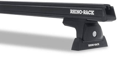 Kit 2 barres de toit noires Heavy Duty 1500mm avec pieds RLT600 pour Ford Ranger Wildtrak T6/T7/T8 2012-2022, marque RHINO-RACK.