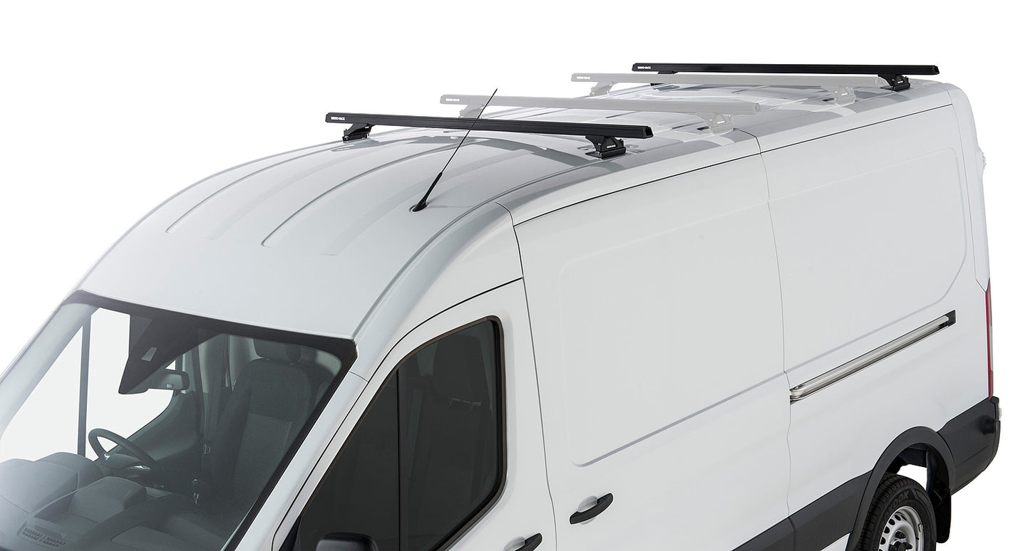 Kit 2 barres de toit noire Heavy Duty 1800mm avec pieds RLTP Ford Transit 2014+ - RHINO-RACK sur Xperts4x4 Accessoires 4x4 Off-Road