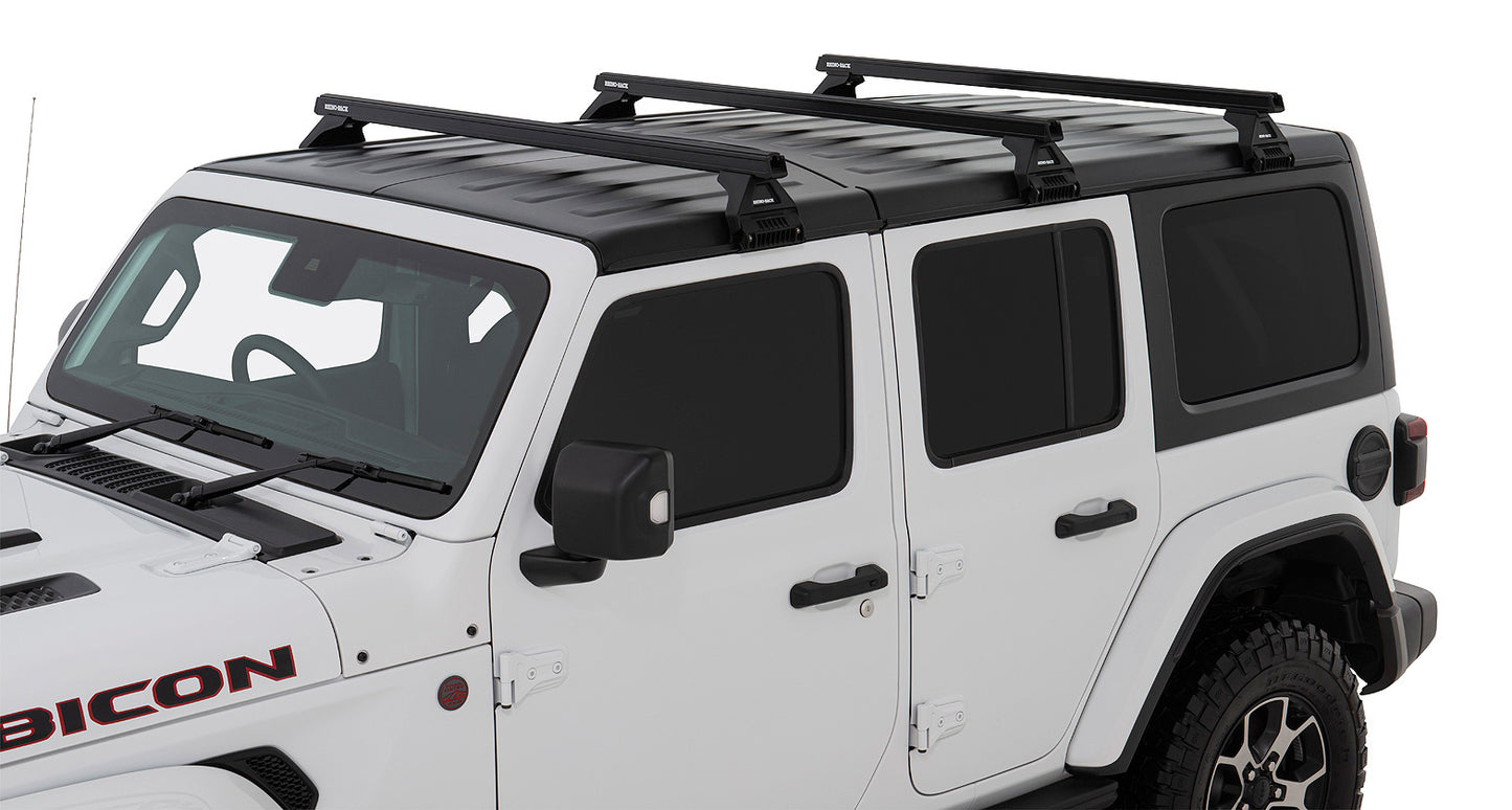 Kit 3 barres de toit noire Heavy Duty 1500mm avec pieds RL110 Jeep Wrangler JL 2019+ - RHINO-RACK sur Xperts4x4 Accessoires 4x4 Off-Road