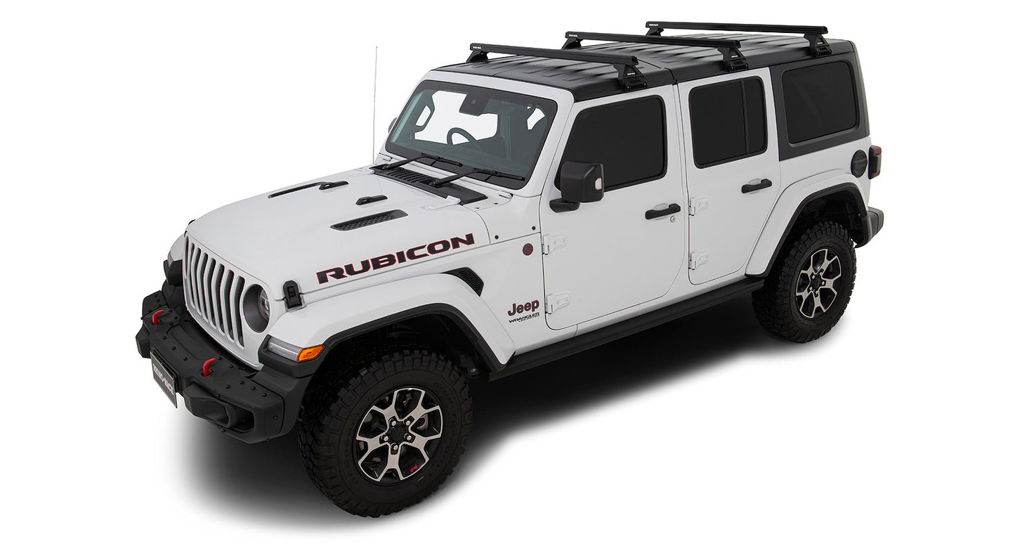 Kit 3 barres de toit noire Heavy Duty 1500mm avec pieds RL110 Jeep Wrangler JL 2019+ - RHINO-RACK sur Xperts4x4 Accessoires 4x4 Off-Road