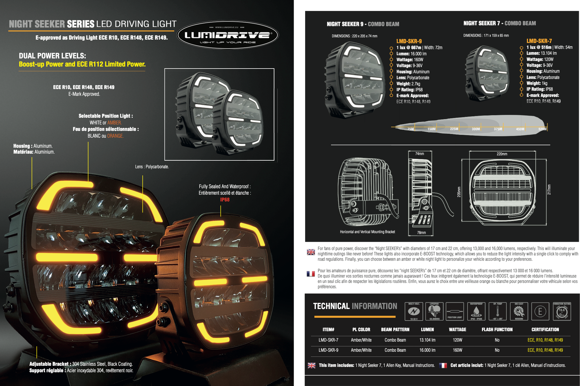 Feu de Conduite LED Lumidrive Night Seeker 9 - Puissance Pure sur Xperts4x4 Accessoires 4x4 Off-Road