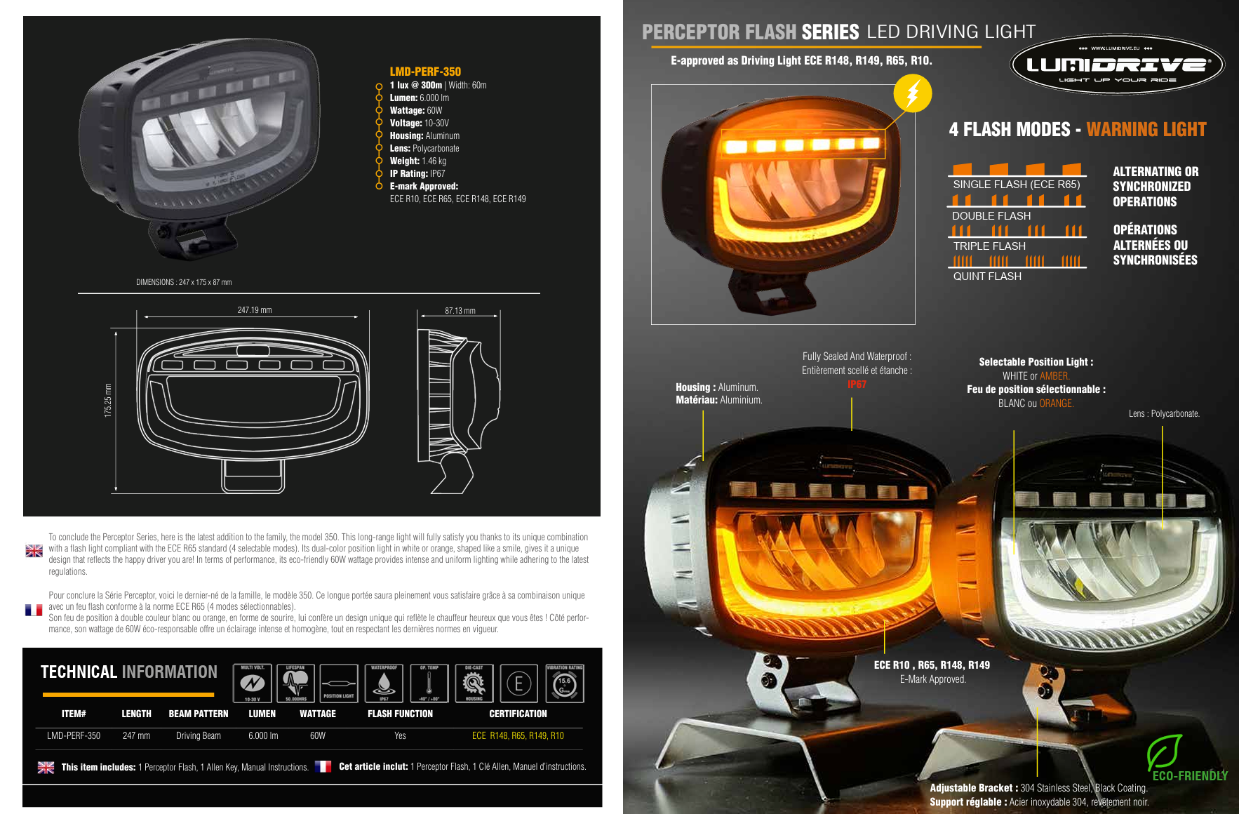 Feu de Position & Flash LUMIDRIVE Perceptor Flash 350 - IP67 sur Xperts4x4 Accessoires 4x4 Off-Road