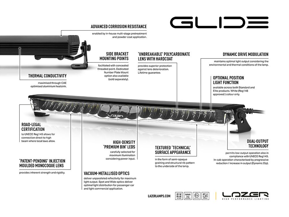 LAZER LAMPS Glide Elite Support Latéral — Barre LED Longue Portée sur Xperts4x4 Accessoires 4x4 Off-Road