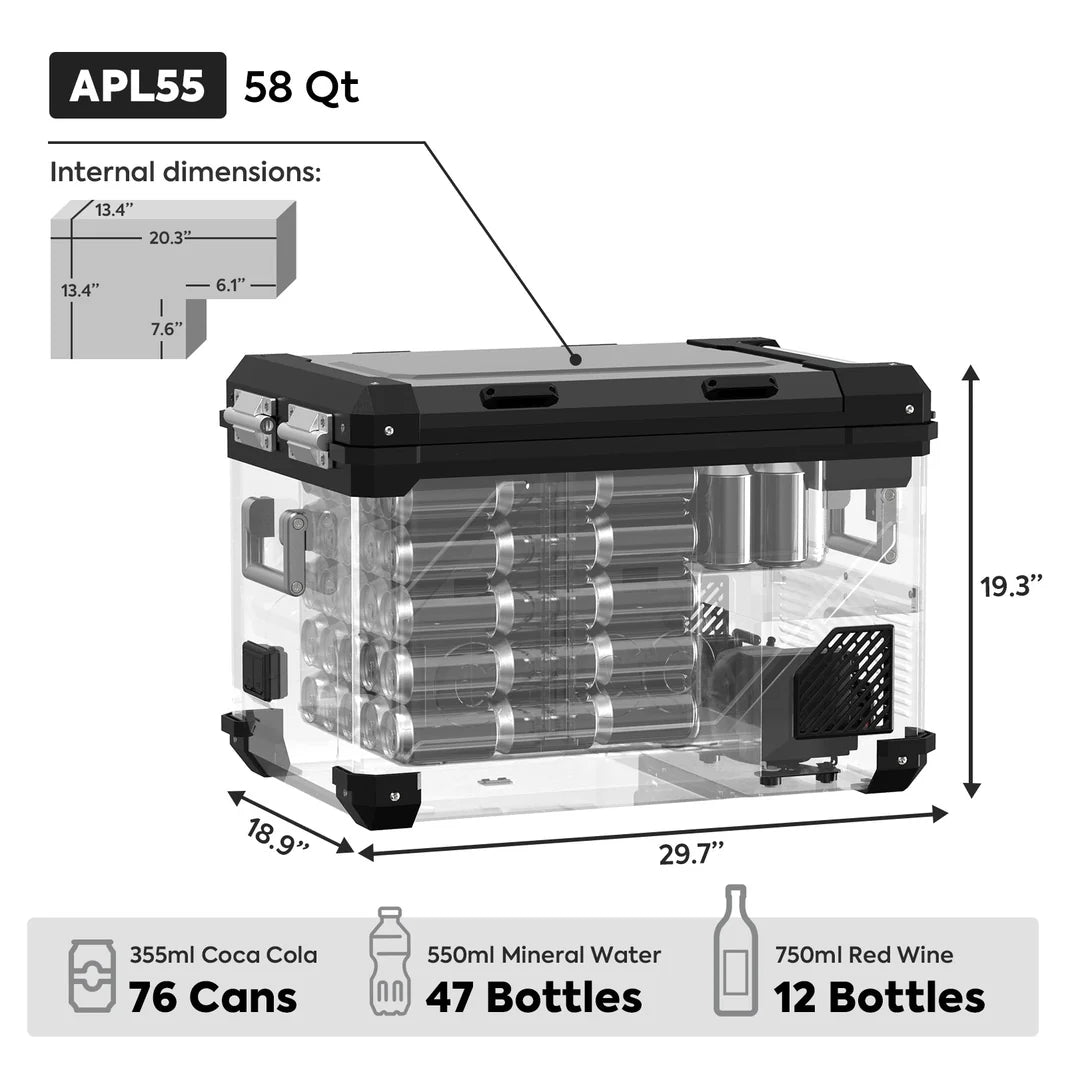 Refrigerateur/Congelateur ICECO 55L Double Compartiments - Noir sur Xperts4x4 Accessoires 4x4 Off-Road