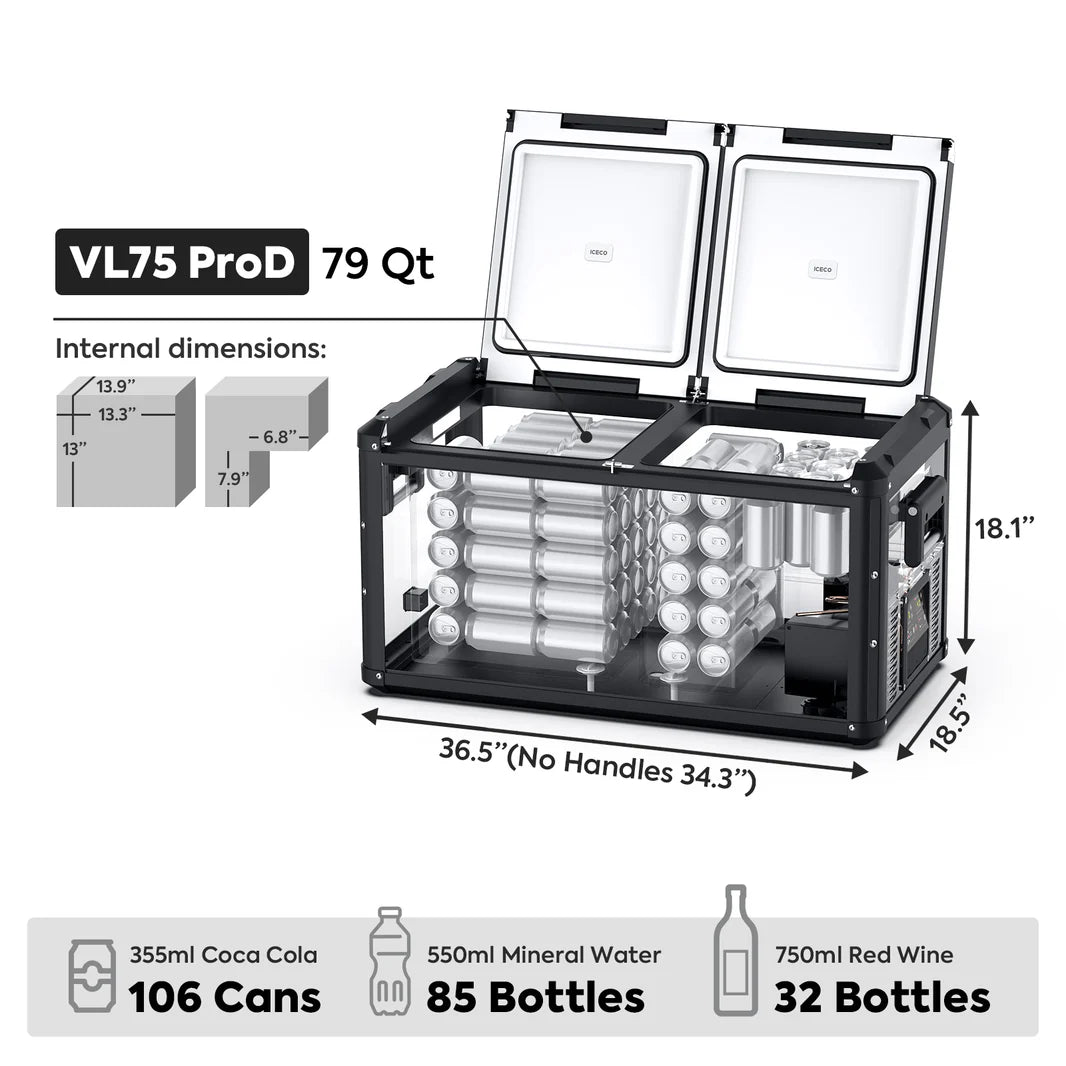 Refrigerateur/Congelateur ICECO 75L Double Compartiments - Gris sur Xperts4x4 Accessoires 4x4 Off-Road
