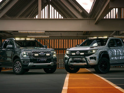 Supports de toit Ford Ranger & VW Amarok (23+) avec 2x Glide-18, noir LAZER LAMPS sur Xperts4x4 Accessoires 4x4 Off-Road