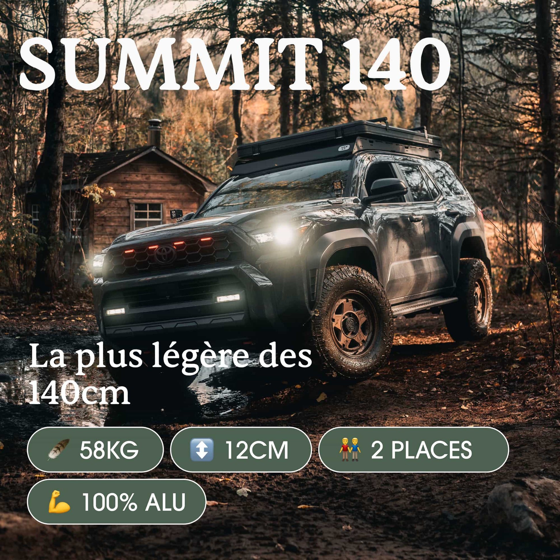 Tente de Toit Summit 140 GO OVERLAND – Coque Aluminium Ultra-Légère sur Xperts4x4 Accessoires 4x4 Off-Road