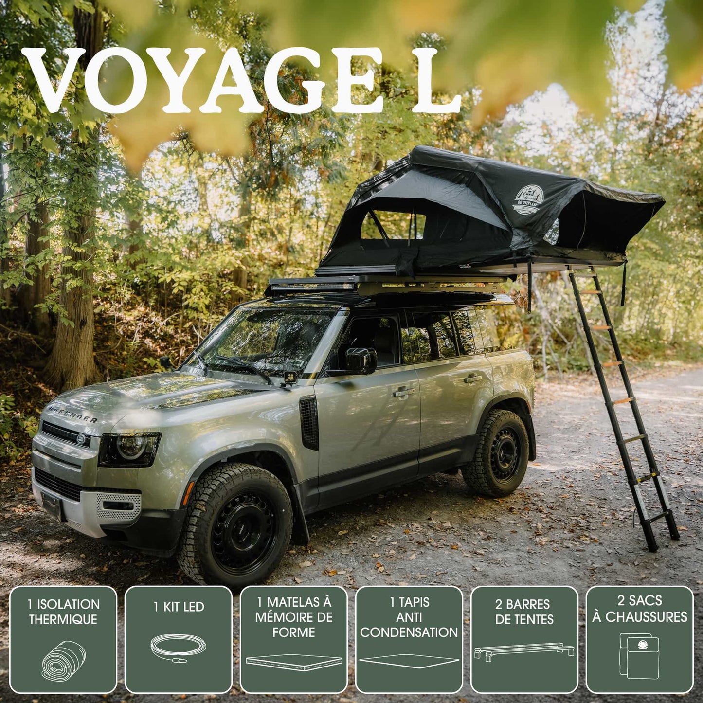Tente de Toit Voyage L Go Overland Canada – 4 Places sur Xperts4x4 Accessoires 4x4 Off-Road